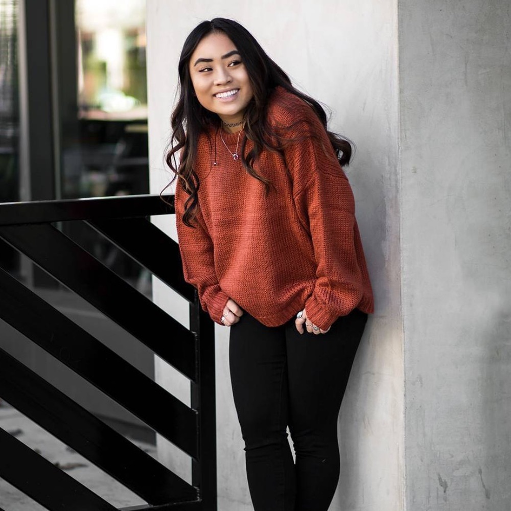 Wild Honey Burnt Orange Chunky Sweater